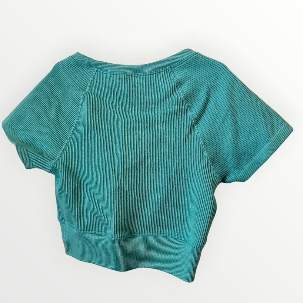 Lot OFFLINE Aerie Seamless Sans Couture Real Good Black Teal Ribbed Crop XS - Picture 3 of 7